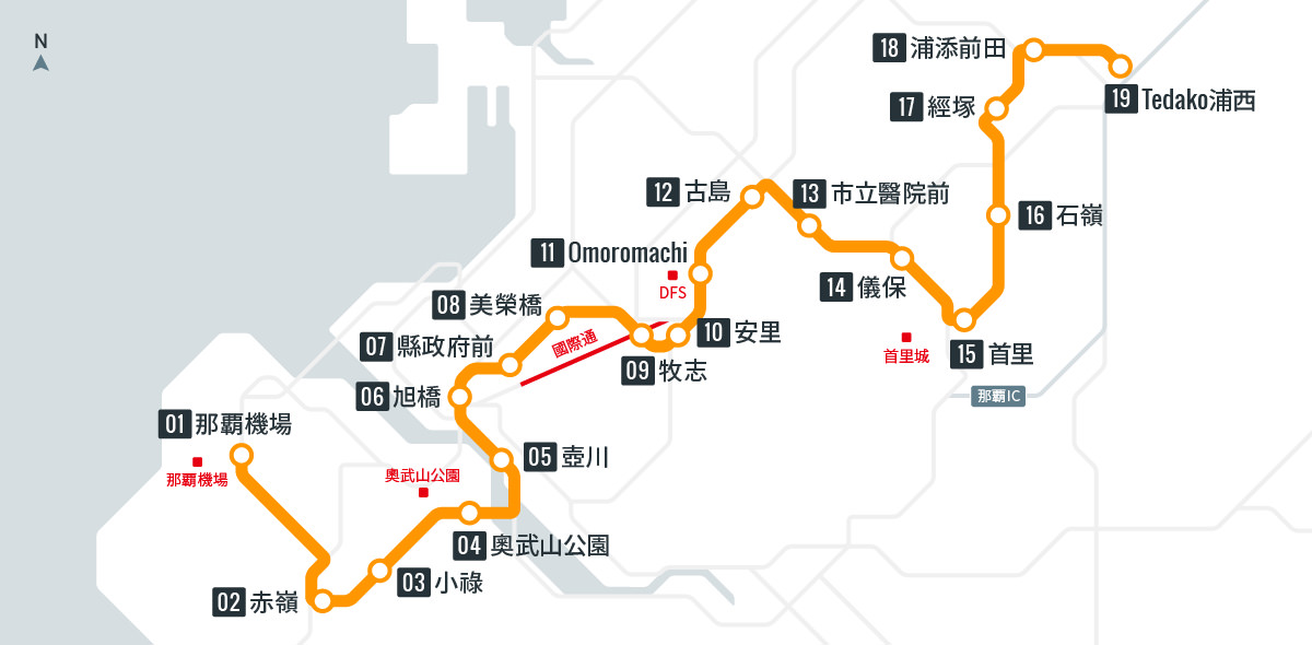 沖繩單軌電車路線圖