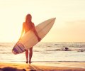 Beautiful,Sexy,Surfer,Girl,On,The,Beach,At,Sunset