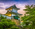 Kanazawa,Castle,,Beautiful,White,Ishikawa,Gate,Tower,At,Sunset ,Sun